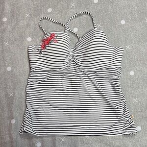 La Vie En Rose | Black and White Striped Tankini